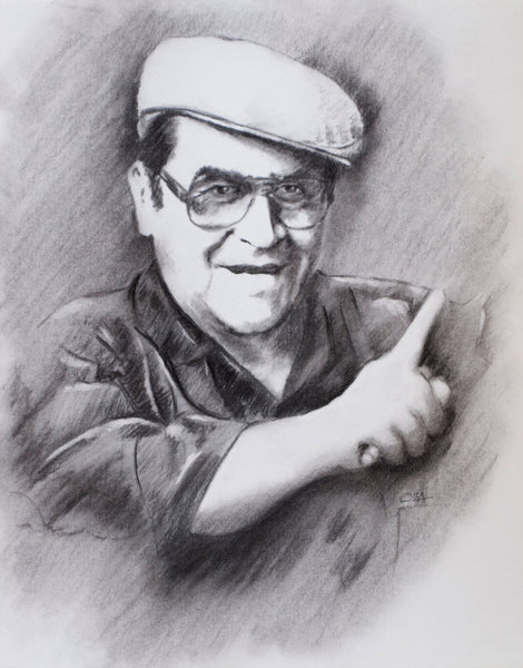 Canvas Prints with Stand - Jaime Escalante Portrait in Charcoal