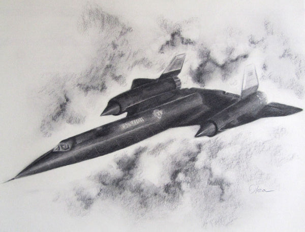 Canvas Prints with Stand - Lockheed A-12 drawing with Charcoal